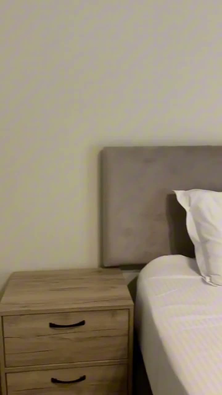 Room tour: arriving by car, a balcony with rattan chairs, the curtains opening, the bathroom and the bedroom